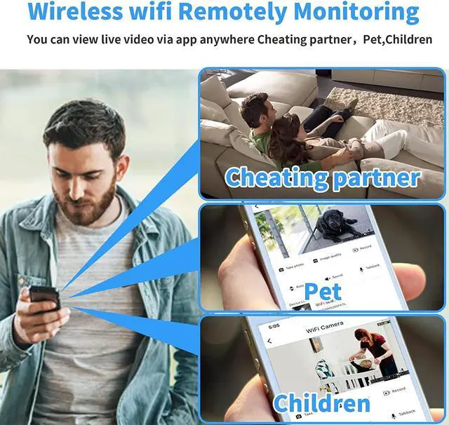 Alt view image 4 of 7 - Ryscam Mini Spy Camera wifi-1080P Wireless Hidden Camera-Nanny Cam Live Feed-Portable Small Surveillance Security Camera for Car Home Indoor-with Cell Phone App