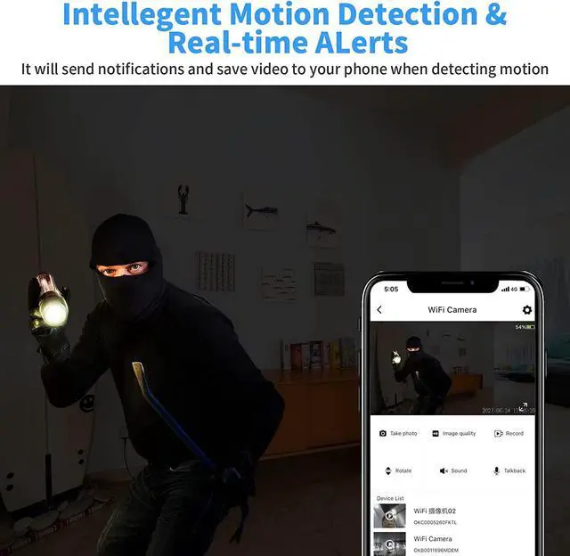 Alt view image 5 of 7 - Ryscam Mini Spy Camera wifi-1080P Wireless Hidden Camera-Nanny Cam Live Feed-Portable Small Surveillance Security Camera for Car Home Indoor-with Cell Phone App