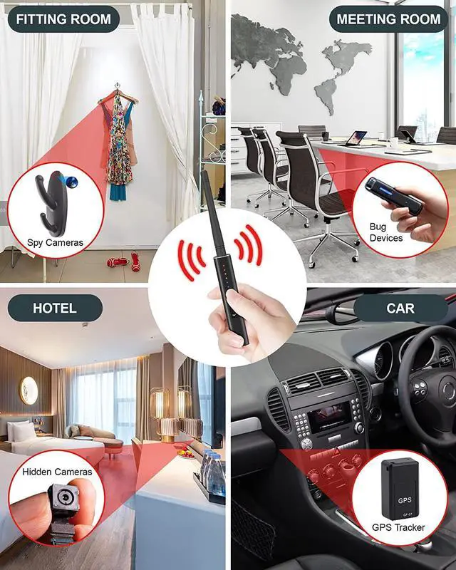 Alt view image 4 of 7 - Hidden Camera Detectors-Anti Spy Detector for Wireless Audio Bug Camera, Bug Detector, GPS Tracker, Smoke Detector Privacy Protector, 6 Levels Sensitivity, 24H Working Time, Home Office Travel