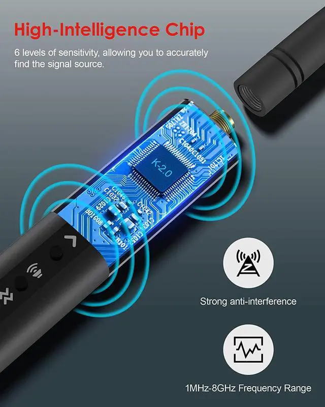 Alt view image 6 of 7 - Hidden Camera Detectors-Anti Spy Detector for Wireless Audio Bug Camera, Bug Detector, GPS Tracker, Smoke Detector Privacy Protector, 6 Levels Sensitivity, 24H Working Time, Home Office Travel