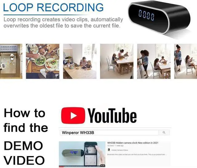 Alt view image 5 of 6 - Hidden Camera Clock Spy Camera Wireless Indoor Hidden Cameras 1080P HD WiFi Security Camera Nanny Cam Monitor Night Vision Video Recorder Motion Detection Covert for Home Surveillance No Audio