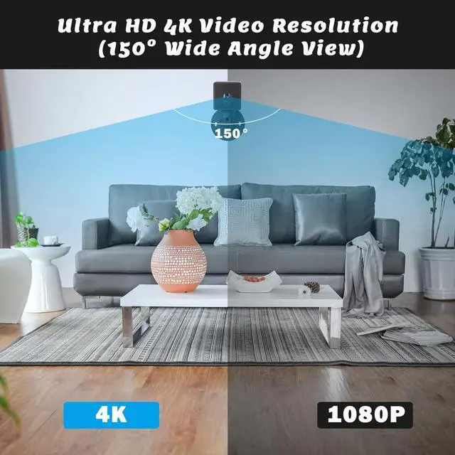 Alt view image 4 of 7 - Hidden Camera Spy Camera 4K WiFi Spy Camera Wireless Mini Spy Camera Nanny Cam Indoor Hidden Spy Camera with Motion Detection Night Vision Real Time Record Security Camera for Home Office Indoor