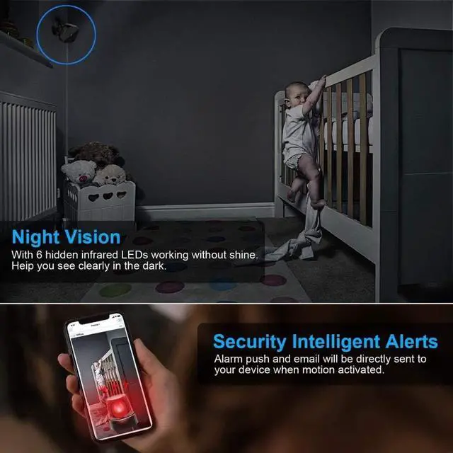 Alt view image 5 of 6 - OVEHEL Mini WiFi Spy Camera HD 1080P Wireless Hidden Camera Video Camera Small Nanny Cam with Night Vision and Motion Activated Indoor Use Security Cameras Surveillance Cam for Car Home Office