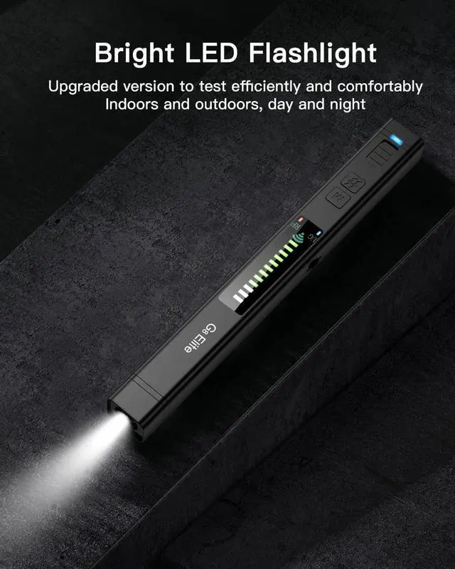 Alt view image 7 of 7 - VOIVEY G8 Elite Hidden Camera Detectors, RF Bug Detector, GPS Tracker Finder, Anti Spy Detector for Wireless Listening Device, 12 Levels Sensitivity, Portable Pen Shape for Hotels, Office, Travel