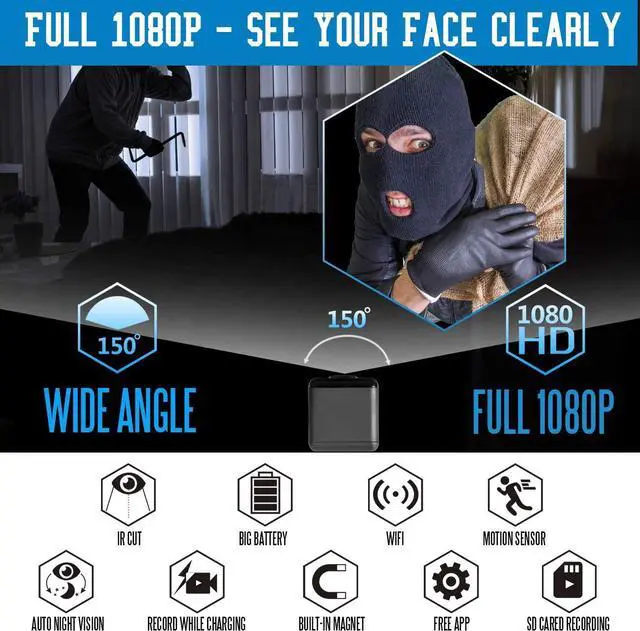 Alt view image 2 of 7 - AREBI Spy Camera WiFi Hidden Mini Camera Real 1080P HD Wireless Nanny Cam Portable Baby Monitor Security Camera with Phone App, Night Vision, Motion Detection Smallest Cam A22 Pro [2022 Newest]