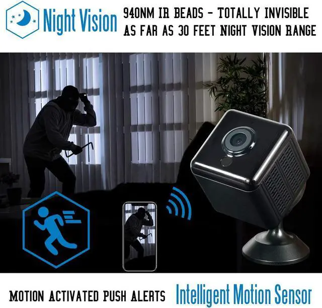 Alt view image 4 of 7 - AREBI Spy Camera WiFi Hidden Mini Camera Real 1080P HD Wireless Nanny Cam Portable Baby Monitor Security Camera with Phone App, Night Vision, Motion Detection Smallest Cam A22 Pro [2022 Newest]