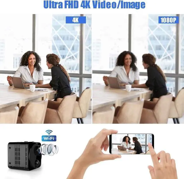 Alt view image 6 of 6 - 4K HD Spy Camera Wireless Hidden Camera WiFi Long Battery Life Mini Real-time Remote View Mini Convert Camera with Phone APP Night Vision Motion Sensor Magnetic Security Surveillance Cam for Car