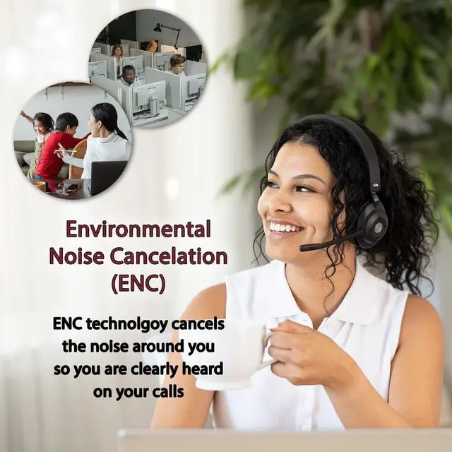 Alt view image 4 of 7 - CA Essential Bluetooth Headset (HS-2000BT)  Professional Wireless Headset Optimized for UC Platforms, ANC & ENC technology Ensure Quality Audio for Calls & Music, Earcup Controls, Comable