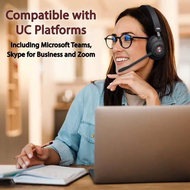 Alt view image 5 of 7 - CA Essential Bluetooth Headset (HS-2000BT)  Professional Wireless Headset Optimized for UC Platforms, ANC & ENC technology Ensure Quality Audio for Calls & Music, Earcup Controls, Comable