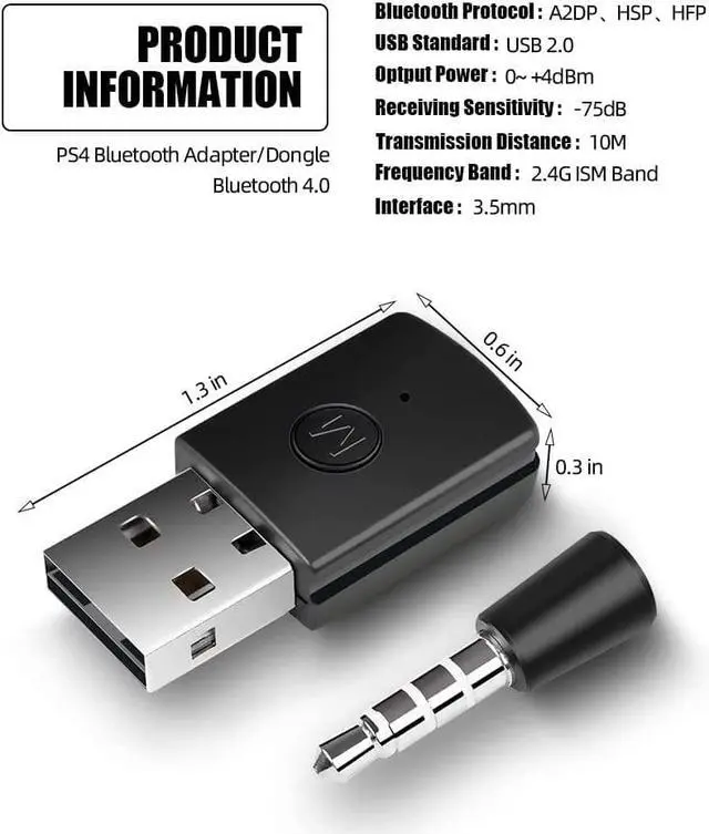 Alt view image 4 of 5 - Bluetooth Dongle Adapter USB 4.0 - Zamia Mini Dongle Receiver and Transmitters Wireless Adapter Kit Compatible with PS4 /PS5 Playstation 4 /5 Support A2DP HFP HSP