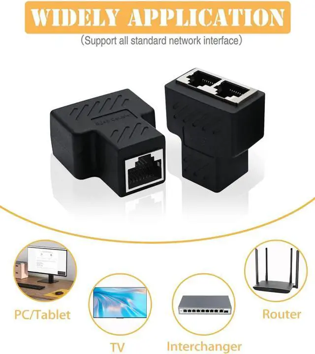 Alt view image 2 of 5 - Ethernet Splitter, Tuliyet RJ45 1 to 2 Ethernet Splitter Coupler Adapter , Ethernet Cable &LAN Internet Splitter for Cat5, Cat5e, Cat6 Cable - 2pcs