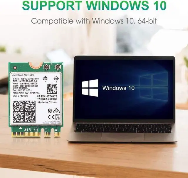 Alt view image 6 of 7 - AX210NGW Wi-Fi 6E Card Bluetooth 5.3 Tri-Band 5400Mbps to 6GHz Network Adapter 802.11AX MU-MIMO Wireless Module Expand for Laptop, Support Windows 10/11 64bit, M.2/NGFF