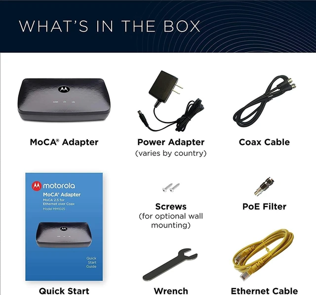 Alt view image 3 of 4 - Motorola MoCA Adapter for Ethernet Over Coax, Plug and Play, Ultra Fast Speeds, Boost Home Network for Better Streaming and Gaming (2.5 Gbps - MoCA 2 Pack)