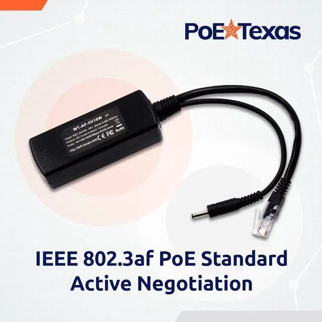 Alt view image 6 of 6 - PoE Texas 802.3af Power Over Ethernet PoE Splitter with 5 Volts 10 Watts Output - for 5V Non-PoE Security Camera and Devices Like Foscam, Sonoff, Tablet, USB, Dropcam, Raspberry Pi and Others