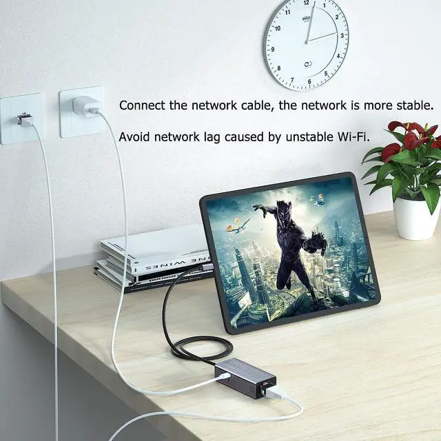 Alt view image 4 of 7 - Lightning to Ethernet Adapter[Apple MFi Certified], IVSHOWCO iPhone iPad to RJ45 Ethernet LAN Network Adapter with Charging Port, 100Mbps High Speed,Plug and Play(1.65Ft)