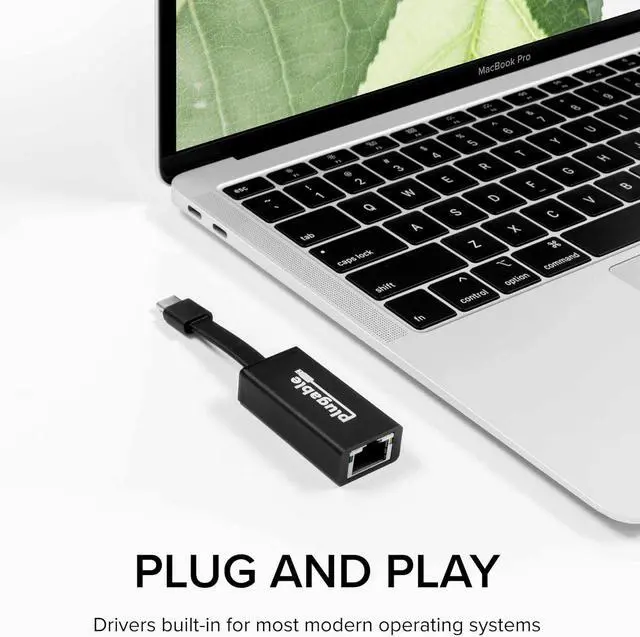 Alt view image 4 of 7 - Plugable USB C to Ethernet Adapter, Driverless Fast and Reliable Gigabit Speed, Thunderbolt 3 to Ethernet Adapter Compatible with MacBook Pro, Windows, macOS, iPhone 15, and ChromeOS