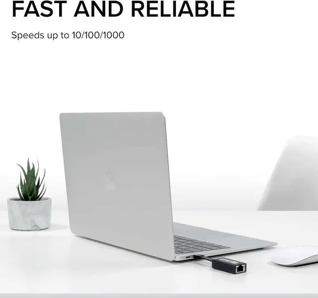 Alt view image 3 of 7 - Plugable USB C to Ethernet Adapter, Driverless Fast and Reliable Gigabit Speed, Thunderbolt 3 to Ethernet Adapter Compatible with MacBook Pro, Windows, macOS, iPhone 15, and ChromeOS