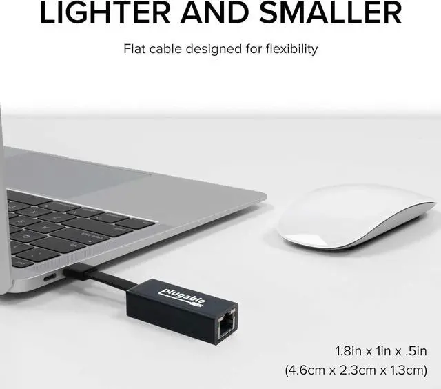 Alt view image 6 of 7 - Plugable USB C to Ethernet Adapter, Driverless Fast and Reliable Gigabit Speed, Thunderbolt 3 to Ethernet Adapter Compatible with MacBook Pro, Windows, macOS, iPhone 15, and ChromeOS