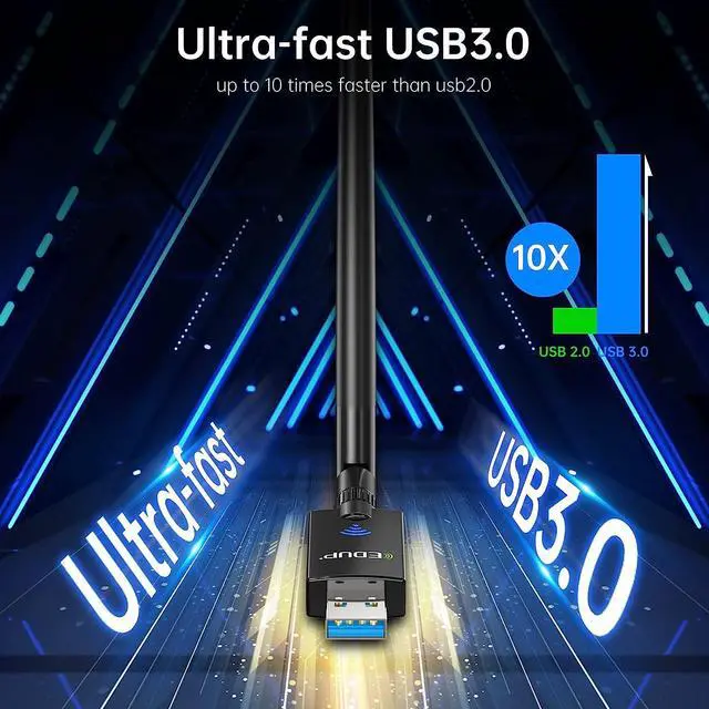 Alt view image 7 of 7 - EDUP AC1300M USB 3.0 WiFi Adapter with 5dBi Dual Band 2.4G/5.8Ghz Antenna Compatible with Windows 11/ 10/ 7 /8 /8.1 /XP, Mac OS X 10.6-10.15