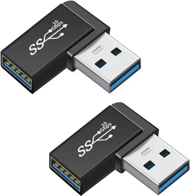 Main image of 90 Degree Right Angle USB 3.0 Male to Female Expansion Adapter for Connecting Mobile Hard Disk U Disk Wireless Network Card Camera Mouse Keyboard etc. - Black 2pack