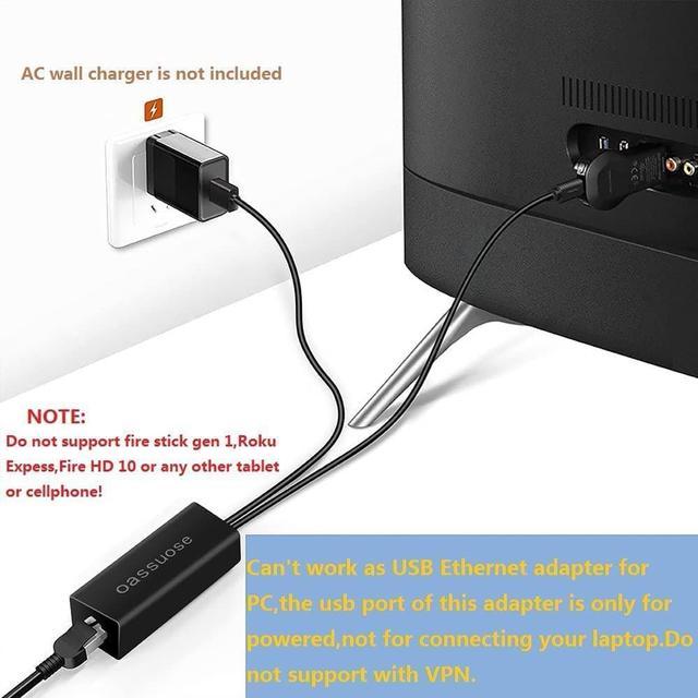UGREEN Ethernet Adapter with Micro USB for with Fire TV Stick/4k/4k  Max/Lite, Google Chromecast, Roku Express 4k - Jopanda