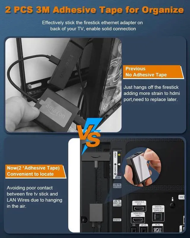 Alt view image 7 of 7 - Ethernet Adapter for Fire TV Stick, Electop Micro USB to RJ45 Ethernet Network Adapter Compatible with 4K Fire Stick,Chromecast Google Home Mini and More Streaming TV Sticks(Adhesive Tape Included)