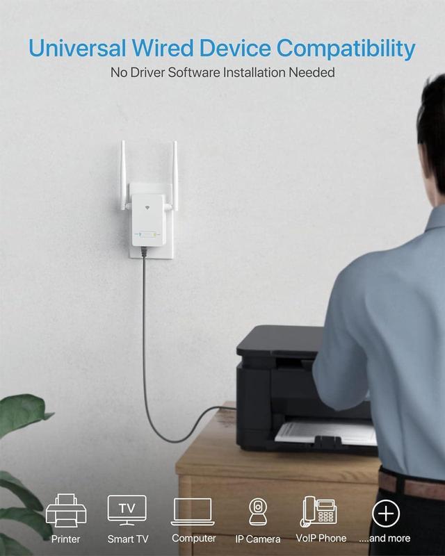 Alt view image 4 of 7 - Universal WiFi to Ethernet Adapter 300Mbps on 2.4GHz WiFi to Wired Converter Wireless Bridge with RJ45 Port for Printer Smart TV Blu-Ray Player etc Connect a Wired Device to Wi-Fi