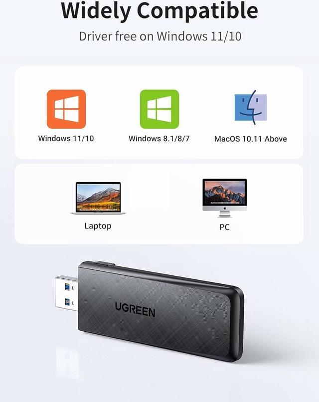 Alt view image 4 of 7 - UGREEN AC1300 USB WiFi Adapter 5G 2.4G Dual Band USB 3.0 WiFi Dongle for Desktop PC Mini Wireless Computer Network Adapter Compatible with Windows 11/10/8.1/8/7, MacOS 10.11 Above