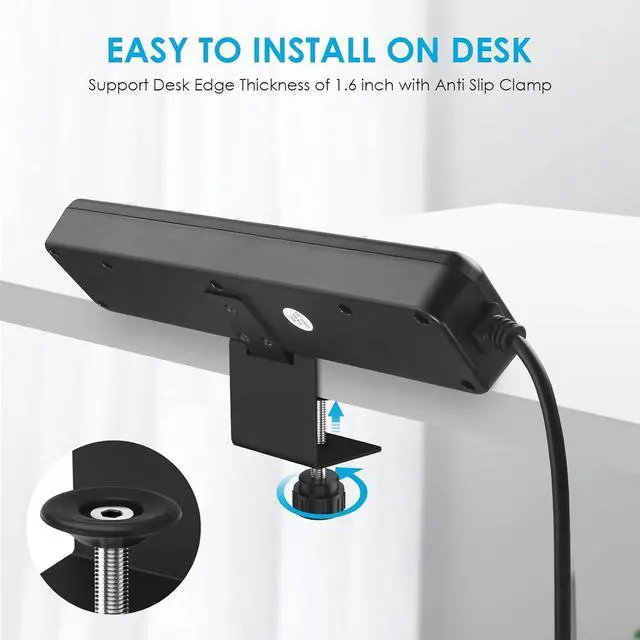 Alt view image 6 of 7 - Desk Clamp Power Strip Individual Switches, JUNNUJ 6 Outlet 800J Surge Protector Clamp Desktop Removable Table Desk Mount Socket, Tabletop Edge Station 6FT Power Cord
