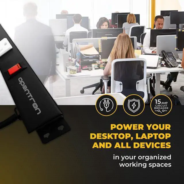 Alt view image 6 of 7 - 9 Outlets 3 Feet Power Cord 3 Feet Body Opentron OT3093 Heavy Duty Metal Surge Protector Power Strip with Mounting Parts - Free End Caps for Shipping Protection Only