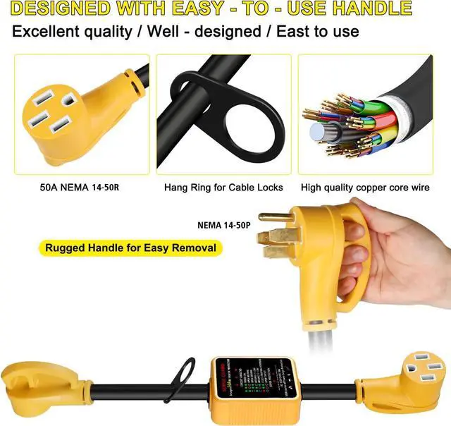 Alt view image 4 of 6 - rv Surge Protector 50 amp, ARSAGOO rv Voltage Protector/Monitor with Surge Protection(5000 Joules), Designed with Easy to Use Handles