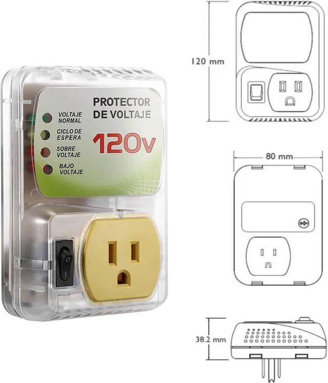 Alt view image 7 of 7 - Surge Protector for Home Appliance,120V 20A 1440W Voltage Protector with Outlet Plug,Multi Function US Plug,Electronic Surge Protector for Refrigerator for TV/PC/Refrigerator-1Pack