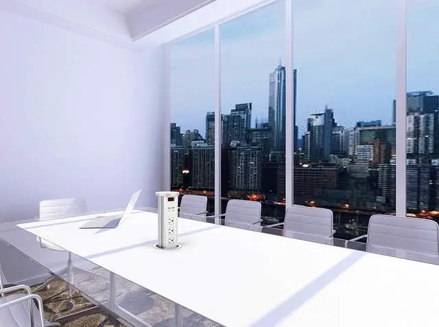 Alt view image 6 of 6 - Raising Surge Protector Pop up Outlet Retractable Hidden Recessed Power Strip Power Socket 2 USB Charging Stations and 3 AC Plug with Wireless Charger for Kitchen Island, Conference Table