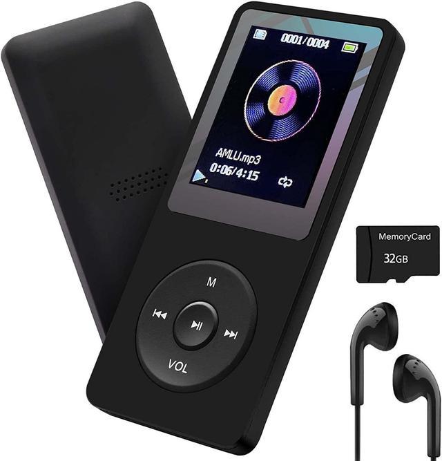MP3 Player 32GB with Speaker FM Radio Earphone Portable HiFi Lossless MP3 Mini Player Voice E-Book HD Screen 1.8 inch Black Support up 128GB - Newegg.com