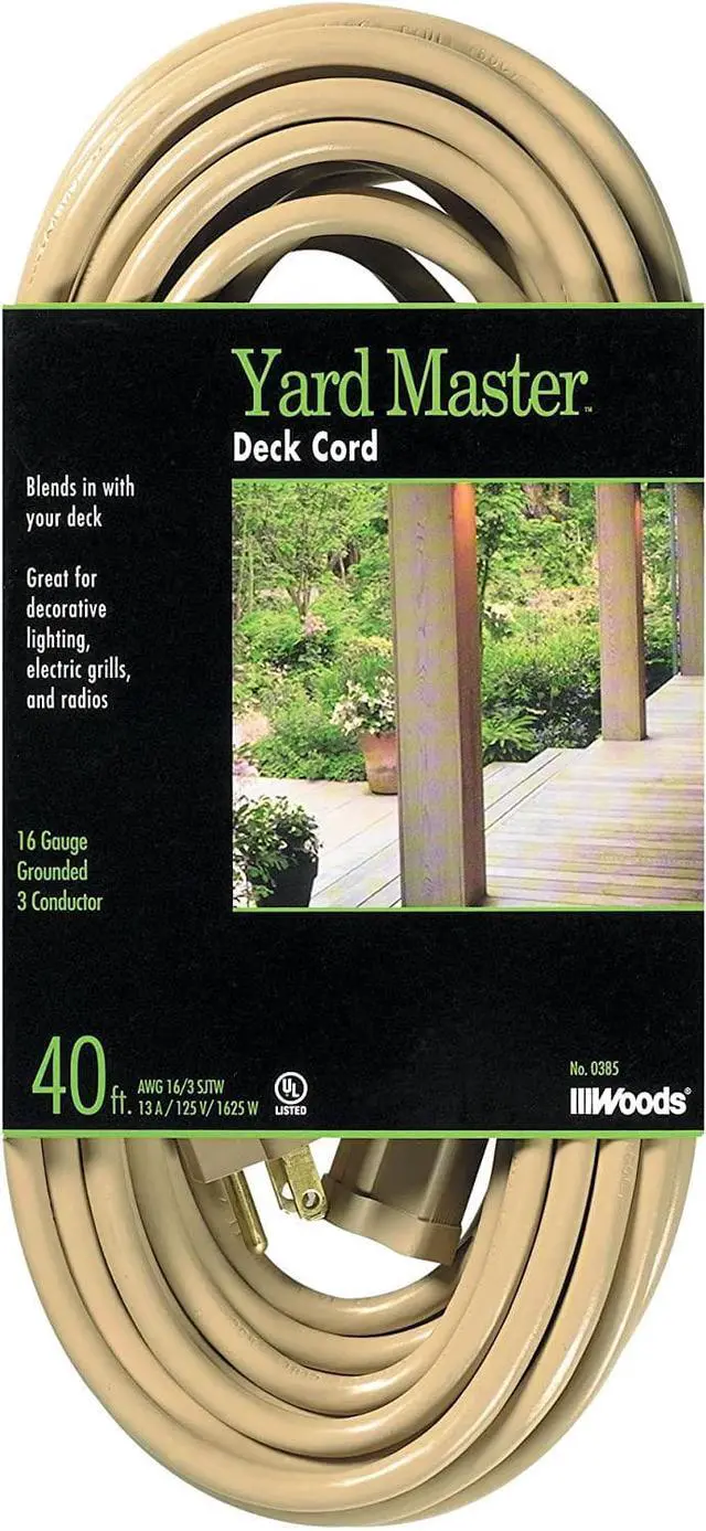 Alt view image 2 of 4 - Woods Yard Master Extension Cord - Flexible Power for Patio & Landscape Use - Light Duty - SJTW Extension - 16 Gauge - 3 Prong - 40 Foot - Beige