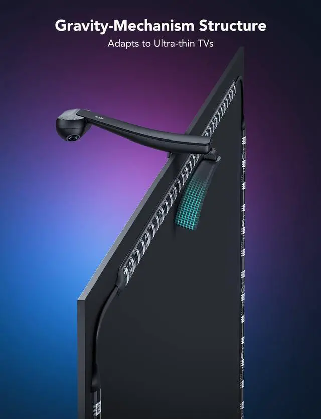 Alt view image 6 of 7 - Govee Envisual TV LED Backlight T2 with Dual Cameras, 11.8ft RGBIC Wi-Fi LED Strip Lights for 55-65 inch TVs, Double Strip Light Beads, Smart App Control, Music Sync