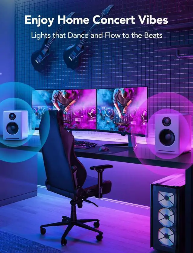 Alt view image 5 of 7 - RGBIC LED Strip Lights M1 with Matter 16.4ft WiFi LED Lights for Cabinet TV Bed and Gaming Desk Smart LED Lights Work with Apple Home Alexa Google Assistant Party Home Decor