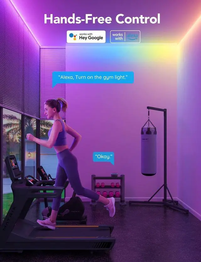 Alt view image 2 of 7 - RGBIC LED Strip Lights M1 with Matter 16.4ft WiFi LED Lights for Cabinet TV Bed and Gaming Desk Smart LED Lights Work with Apple Home Alexa Google Assistant Party Home Decor