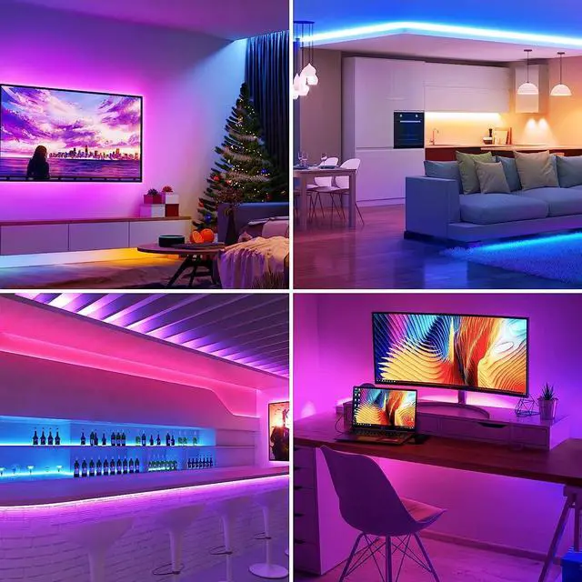 Alt view image 2 of 7 - RGB LED Strip Lights Christmas Decor 16.4ft Flexible LED Light Strip 5050 SMD LED Color Changing Rope Light with Remote Controller and 24V Power Supply for TV Backlight Home Bedroom Bar