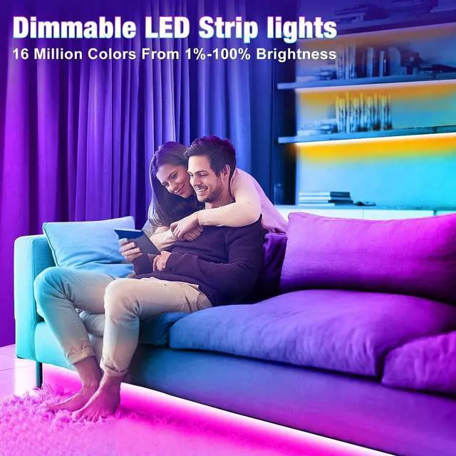 Alt view image 4 of 7 - 65.6ft Led Strip Lights Led Light Strips Music Sync Color Changing Led Lights with App Control and Remote Led Lights for Bedroom Party Home Decoration