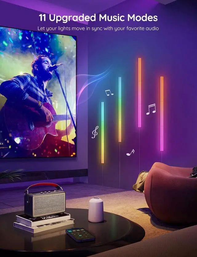 Alt view image 3 of 7 - Glide Wall Lights, RGBIC LED Lights, Smart Gaming Lights Works with Alexa and Google Assistant, RGB Light Bar, LED Wall Lights for Bedroom, 2 Panels Set (3 Sections/Panel)