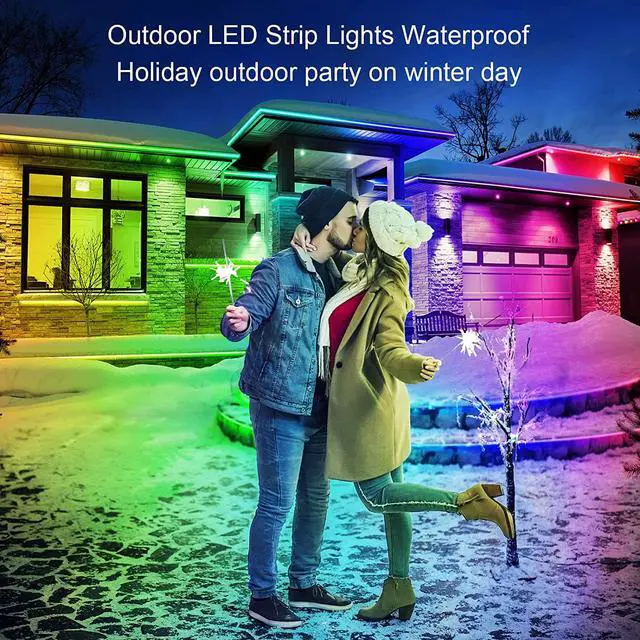 Alt view image 3 of 7 - 100ft Outdoor LED Strip Lights Waterproof IP68 Outside Led Light Strips Waterproof with Bluetooth App Remote Control Music Sync RGB Exterior Led Rope Lights for Balcony Deck Roof Garden Pool