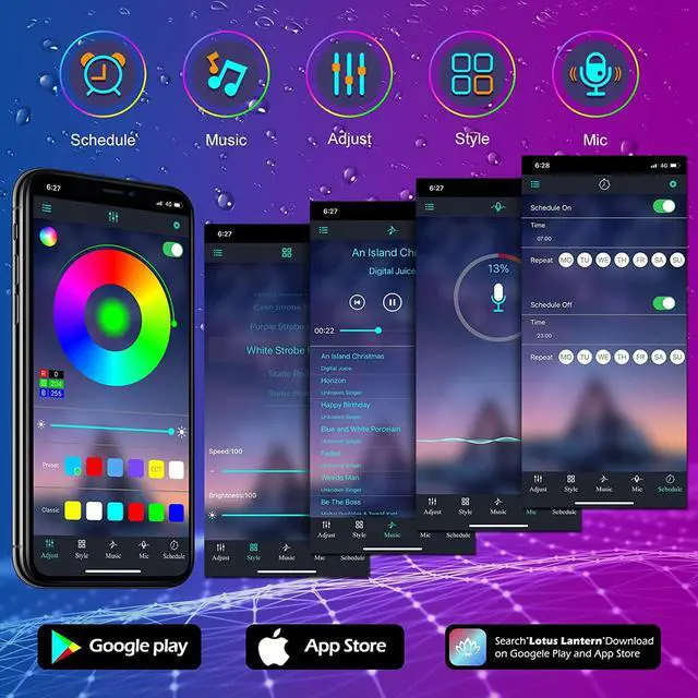 Alt view image 7 of 7 - 100ft Outdoor LED Strip Lights Waterproof IP68 Outside Led Light Strips Waterproof with Bluetooth App Remote Control Music Sync RGB Exterior Led Rope Lights for Balcony Deck Roof Garden Pool
