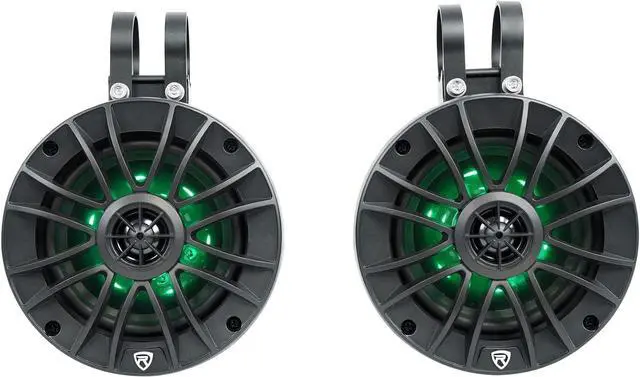 Alt view image 6 of 7 - Pair Rockville PT525BR 5.25" Powered Marine Bluetooth LED Tower Speakers, IPX6 Waterproof, ATV/UTV, 300W, Built-in Amp, RGB Lights, Swivel Mounting Brackets, Perfect for Boats & Off-Road Vehicles