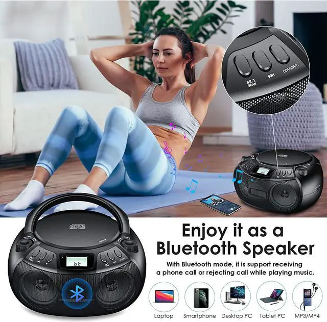 Alt view image 4 of 7 - CD Player Boombox with Bluetooth Boombox AM/FM Radio USB Port Portable CD Player Stereo Sound Speaker MP3 Playback 3.5mm AUX Input Headphone Jack LCD Display CD-R CD-RW MP3WMA Playback