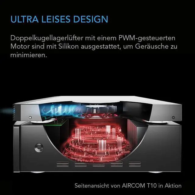 Alt view image 4 of 7 - AC Infinity AIRCOM T10, Quiet Cooling Blower Fan System 17" Front-Exhaust, for Receivers, Amps, DVR, AV Cabinet Components