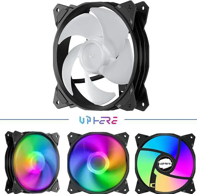 Alt view image 2 of 7 - upHere Long Life 120mm 3-Pin High Airflow Quiet Edition Rainbow LED Case Fan for PC Cases, CPU Coolers, and Radiators 3-Pack,(PF120CF3-3)