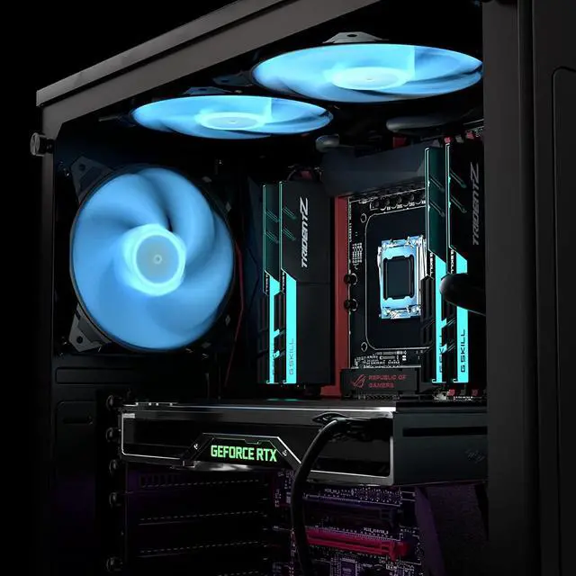 Alt view image 5 of 7 - upHere Long Life 120mm 3-Pin High Airflow Quiet Edition Blue LED Case Fan for PC Cases, CPU Coolers, and Radiators 3-Pack,PF120BE3-3