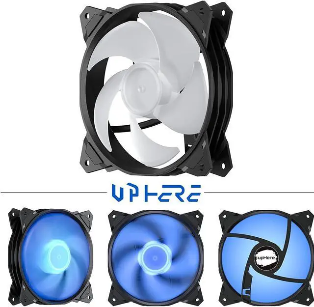 Alt view image 3 of 7 - upHere Long Life 120mm 3-Pin High Airflow Quiet Edition Blue LED Case Fan for PC Cases, CPU Coolers, and Radiators 3-Pack,PF120BE3-3