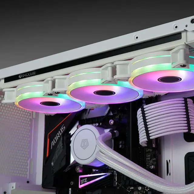Alt view image 2 of 7 - White Moonlight 120mm RGB Case Fan with Fan Hub X and Remote,Motherboard Aura SYNC,Speed Control, ARGB Fan for PC , Desktop Case-6 Pack